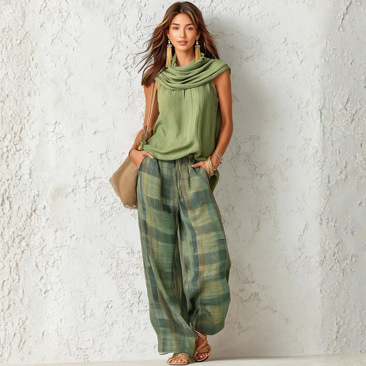 Rachel | Entspanntes zweiteiliges Set mit Karohose