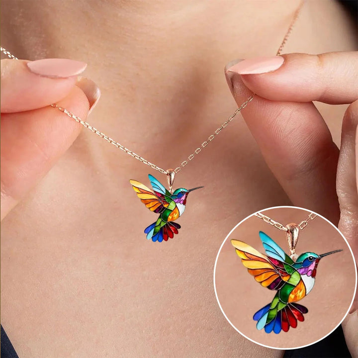Vaila | Halskette Kolibri Regenbogen + Passende Ohrringe als Geschenk