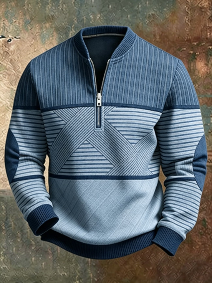 Belmont | Pullover mit halbem Reißverschluss und geometrischem Muster