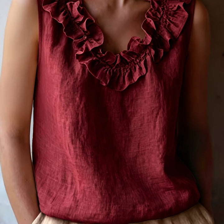 Katherine | Ärmellose Bluse mit Rüschen im lockeren Schnitt für Frühling/Sommer