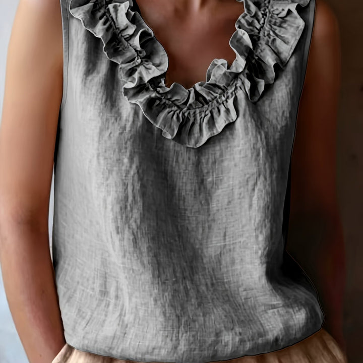 Katherine | Ärmellose Bluse mit Rüschen im lockeren Schnitt für Frühling/Sommer