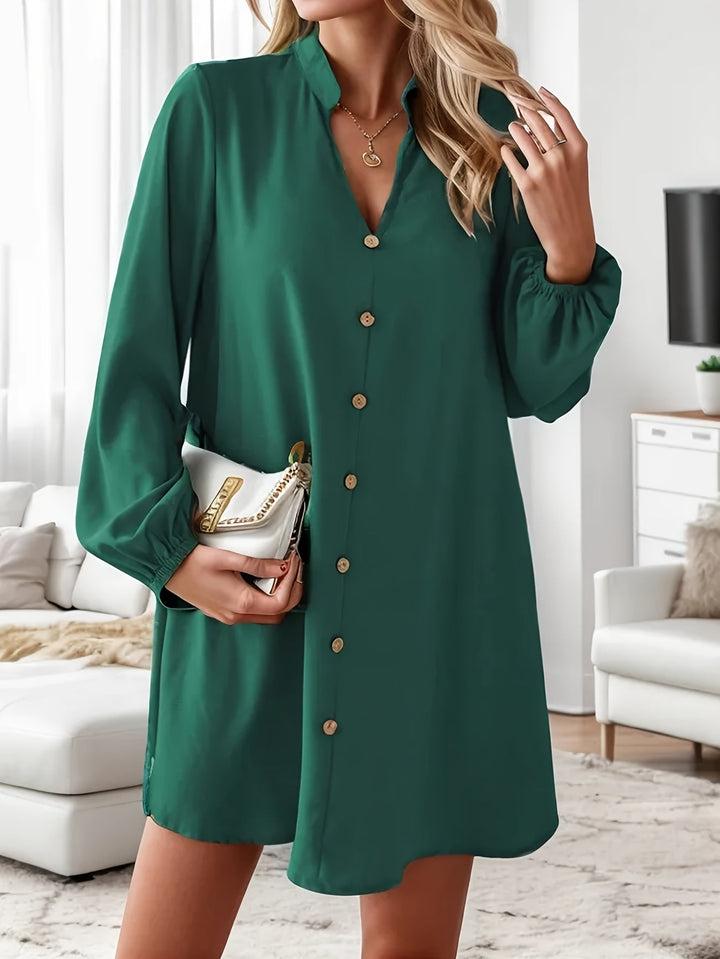 Faria | Elegantes Langarmkleid mit V-Ausschnitt