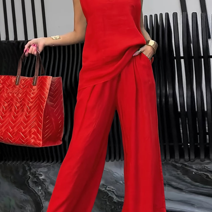 Kalia | Zweiteiliges Casual-Set mit Ärmellosem Top und Weitgeschnittenen Hosen
