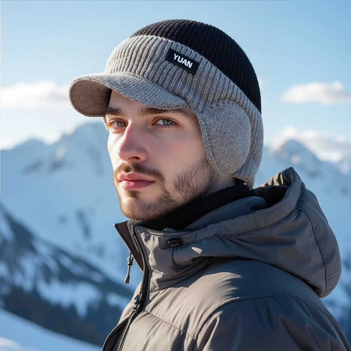 Elvaro | Thermo-Strickmütze mit Schirm und Ohrenwärmern
