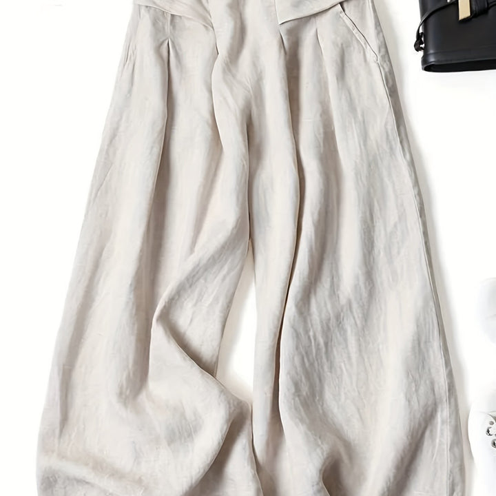 Brisae | Vintage-Style Leinen-Weitbein-Hosen