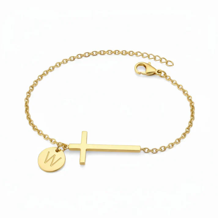 Elodryn | Personalisiertes Kreuz und Initialien Armband