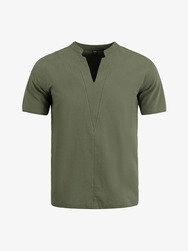 Grexric | Herren Leinenhemd mit Mao-Kragen und lockerer Passform