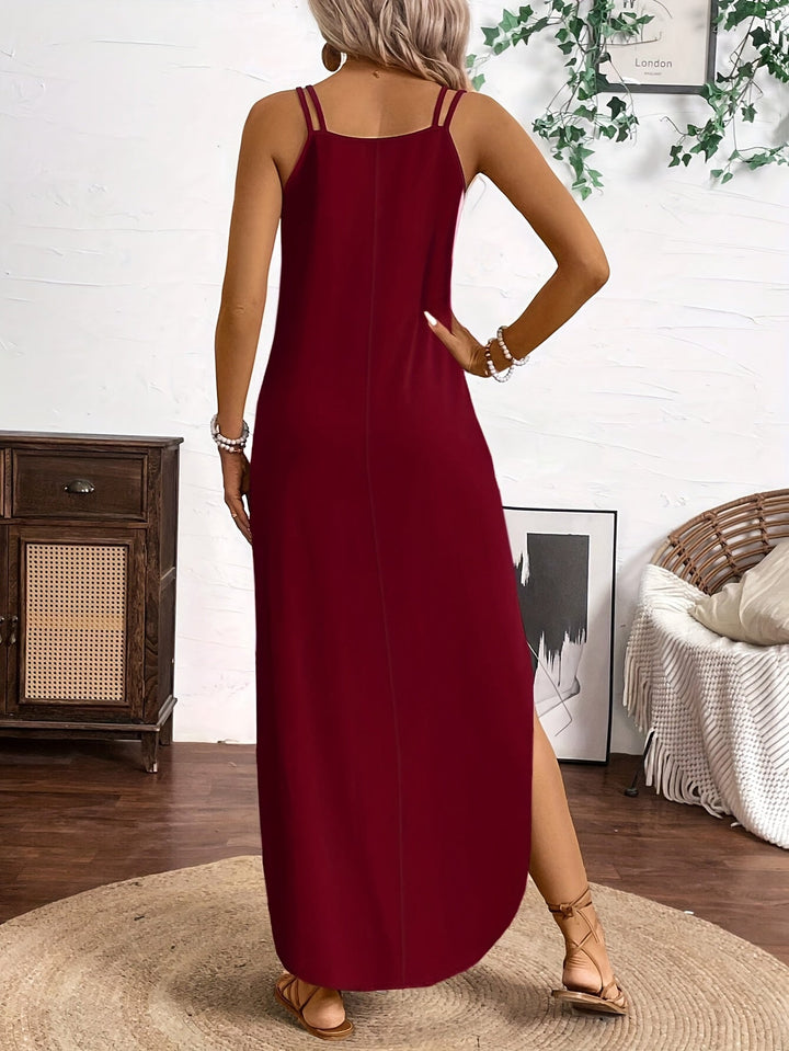 Sailor | Midi-Kleid mit Spaghettiträgern, V-Ausschnitt und lässigem Stil