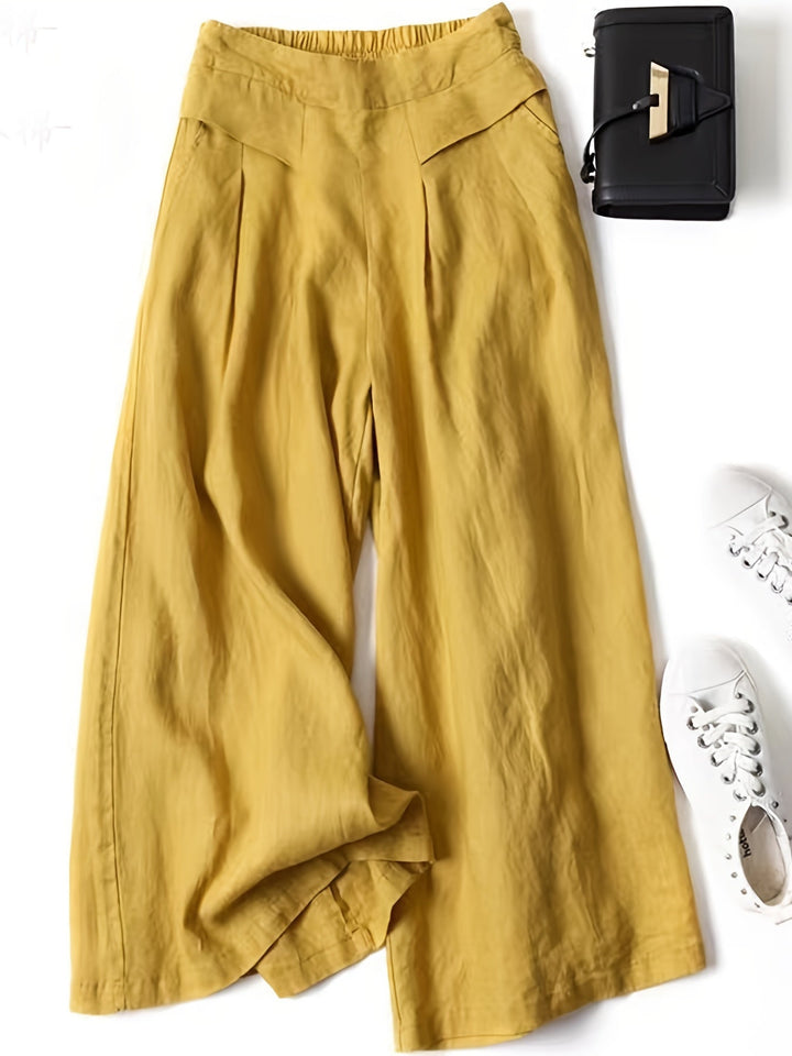 Brisae | Vintage-Style Leinen-Weitbein-Hosen