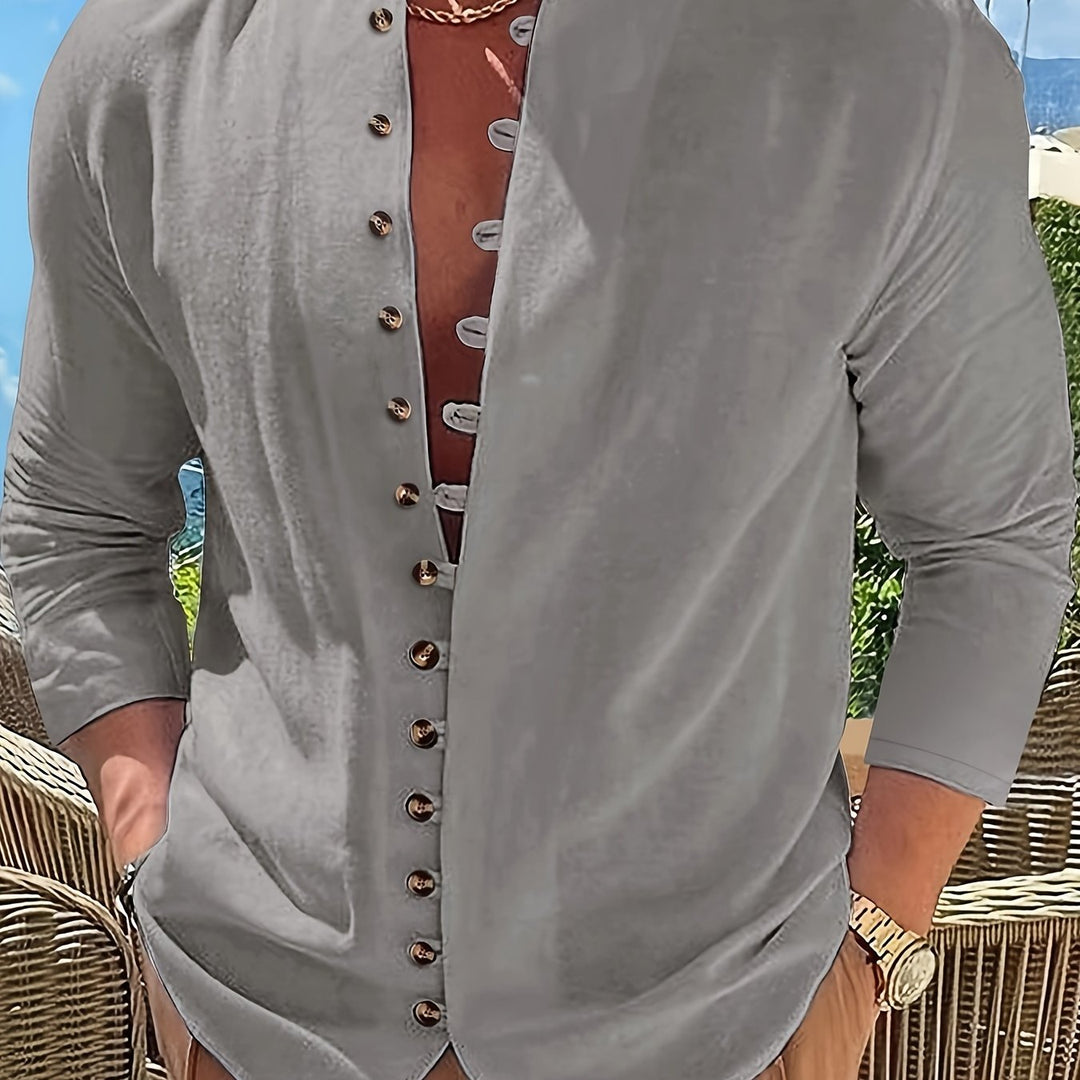 Haviron | Retro-Hemd für Herren mit langen Ärmeln und lockerer Passform