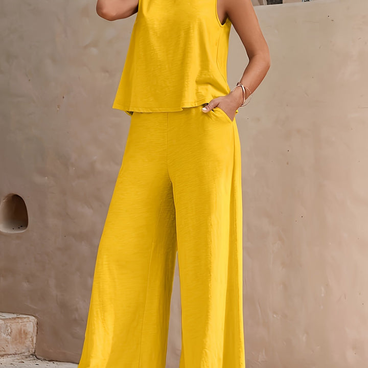 Evania | Elegantes ärmelloses Set mit weitem Bein