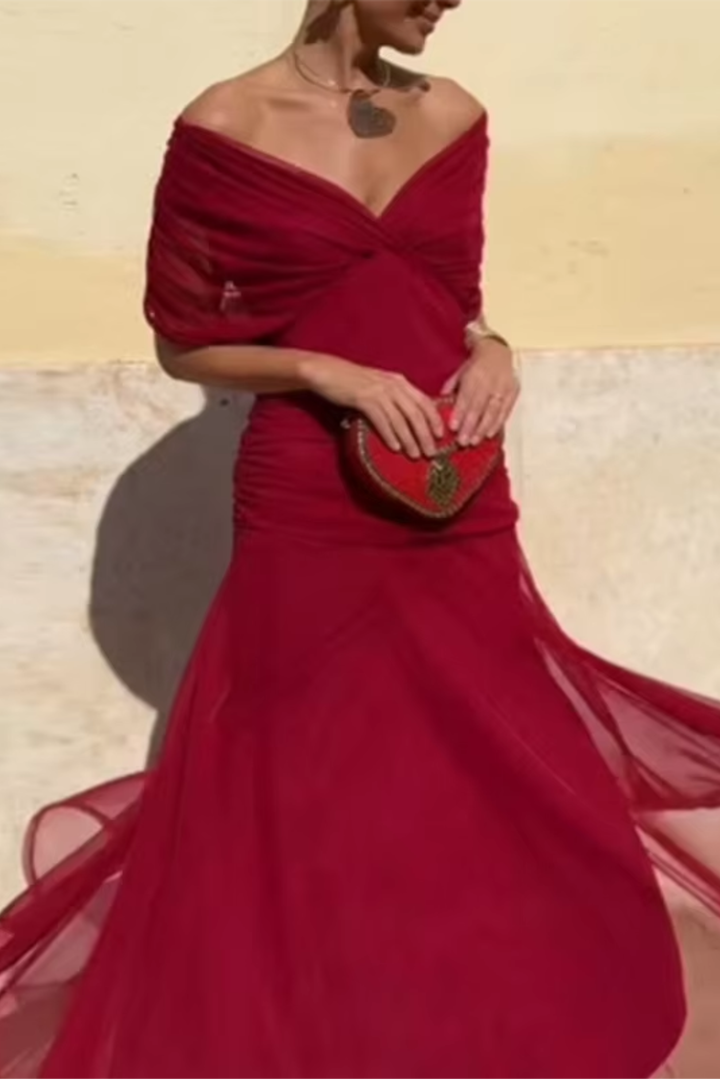 Novarente | Raffiniertes V-Ausschnitt Fließendes Maxi-Abendkleid