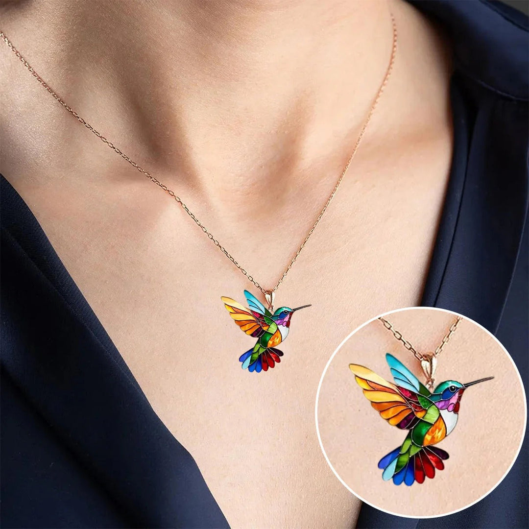 Vaila | Halskette Kolibri Regenbogen + Passende Ohrringe als Geschenk
