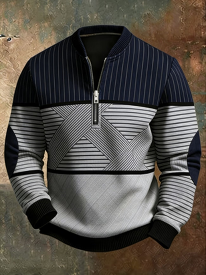 Belmont | Pullover mit halbem Reißverschluss und geometrischem Muster