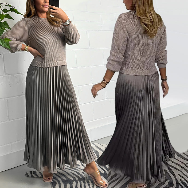 Galira | Elegantes Plissee-Kleid für Frauen mit Rundhalsausschnitt