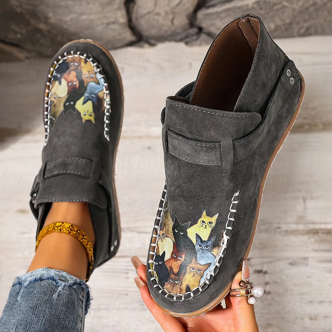Stephanie | Slip-On-Schuhe mit Katzenmuster