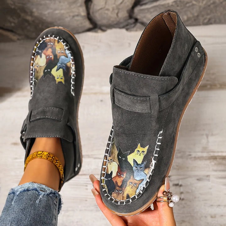 Stephanie | Slip-On-Schuhe mit Katzenmuster