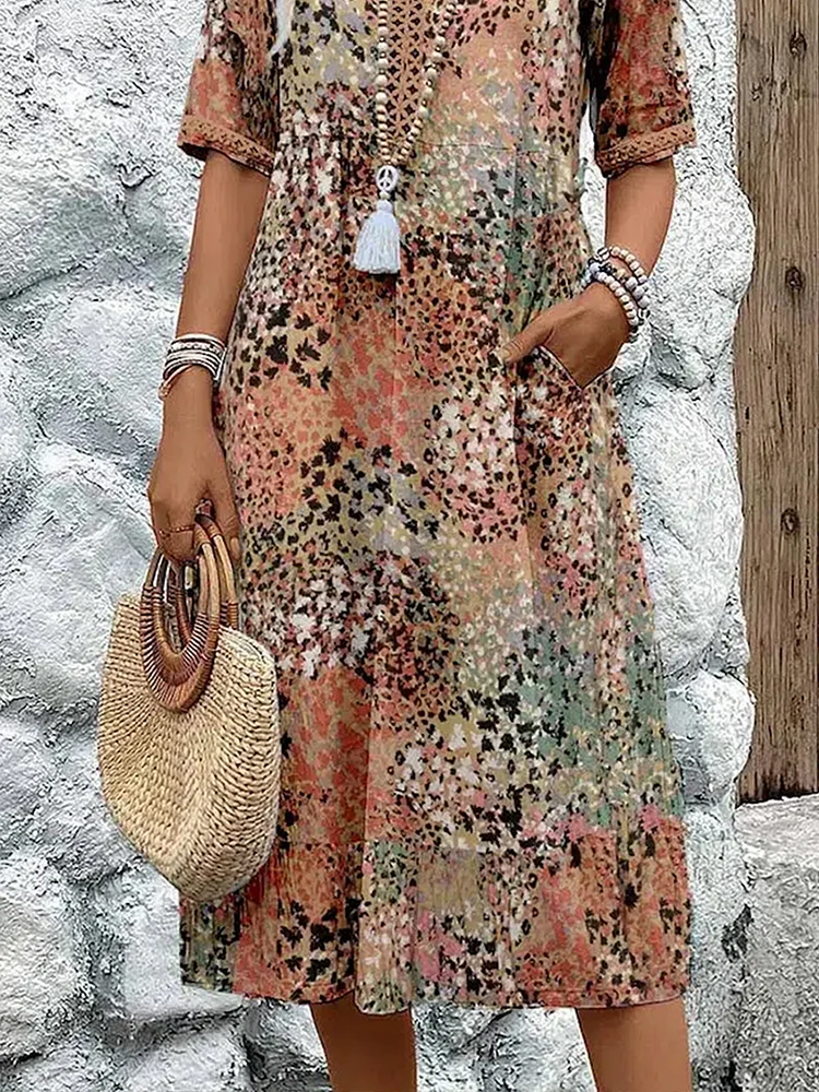 Javessa | Vibrantes Midi-Kleid für Frauen mit auffälligem Stil
