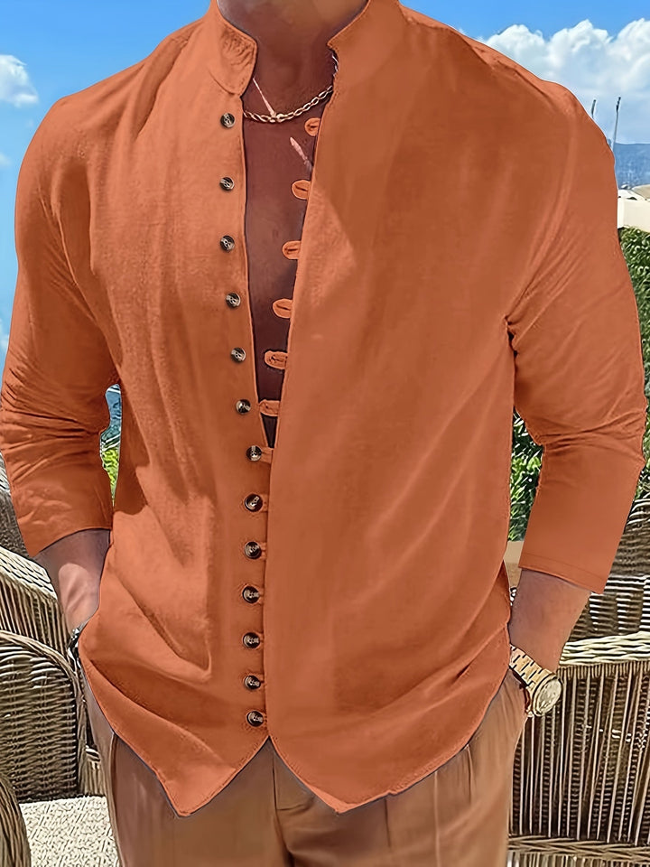 Haviron | Retro-Hemd für Herren mit langen Ärmeln und lockerer Passform