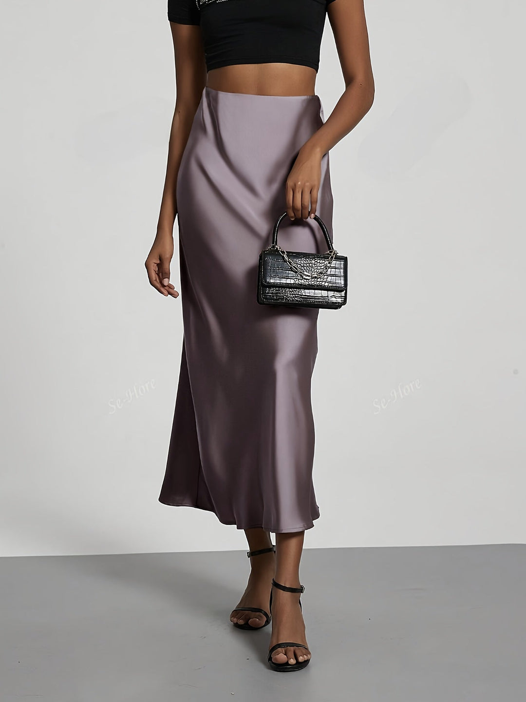 Greya | Midi-Satinrock mit Hoher Taille und Eleganter Fall