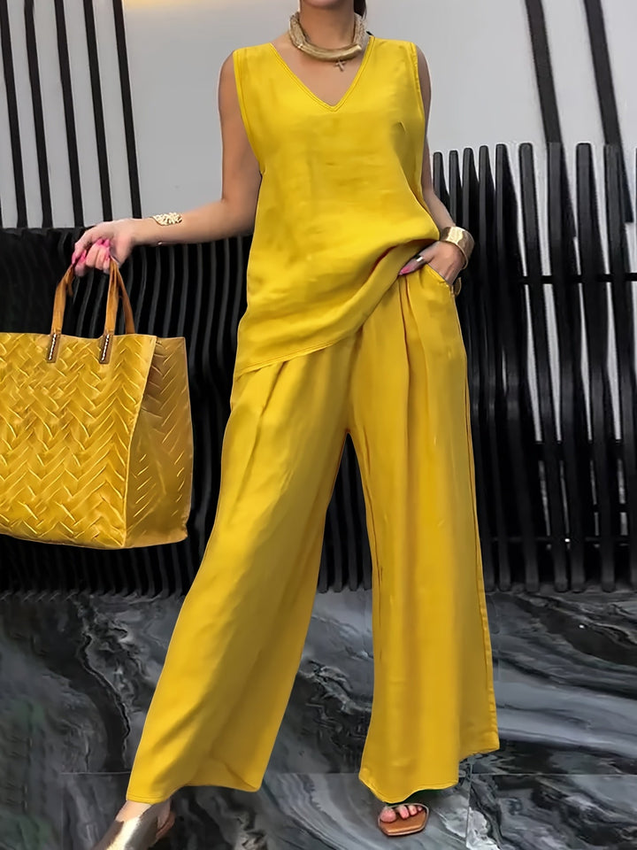 Kalia | Zweiteiliges Casual-Set mit Ärmellosem Top und Weitgeschnittenen Hosen