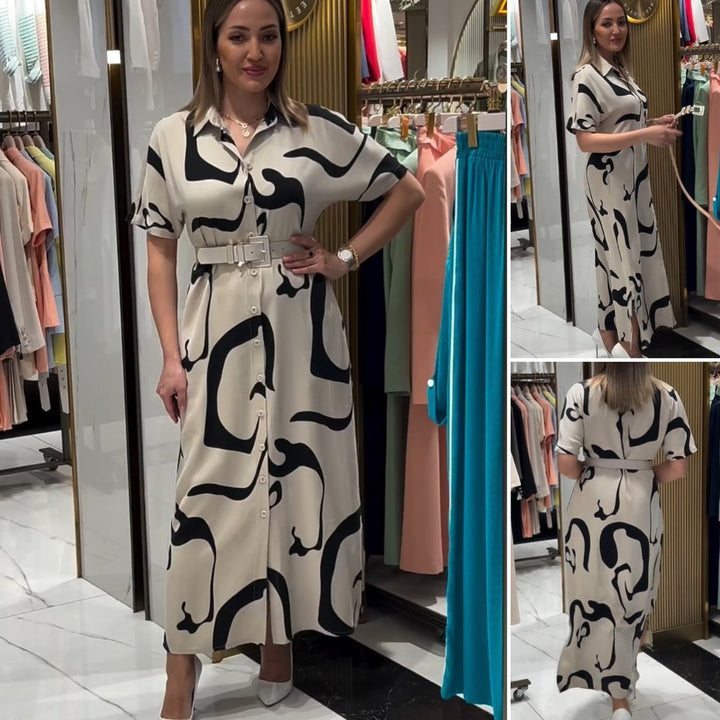 Jolira | Elegantes tailliertes Kleid mit unregelmäßigem Muster