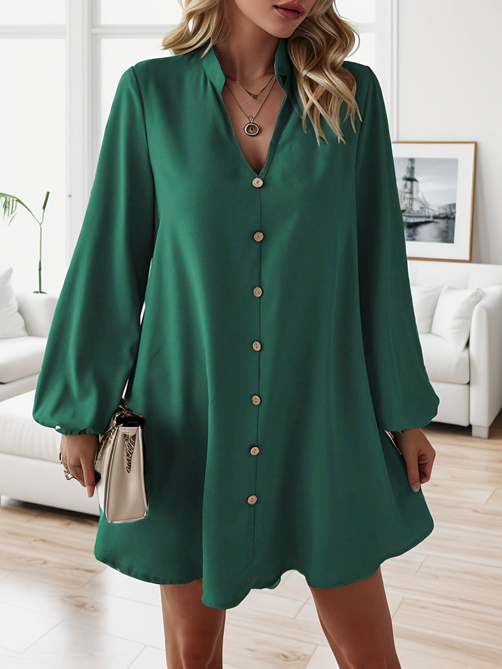 Faria | Elegantes Langarmkleid mit V-Ausschnitt