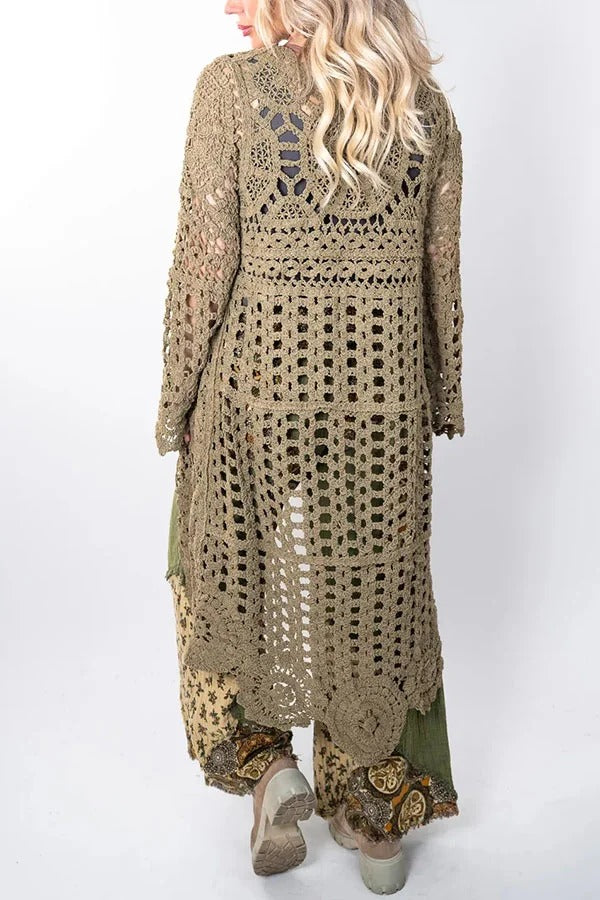 April | Lange Boho-Häkelbluse