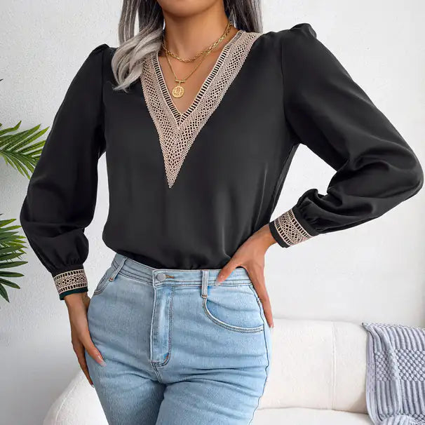 Vera | Elegante Bluse mit langen Ärmeln und V-Ausschnitt