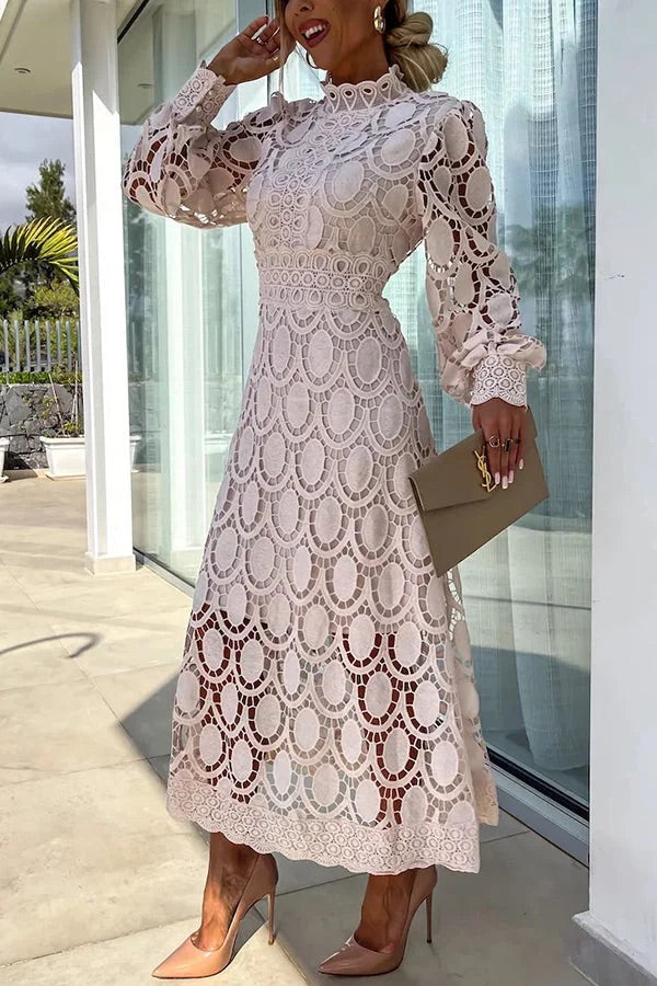 Bloom | Midi-Party-Kleid mit Spitzenärmeln