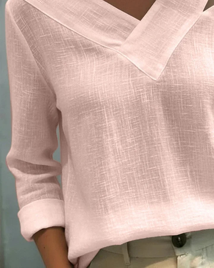 Avelina | Bluse mit schulterfreien Ärmeln und V-Ausschnitt