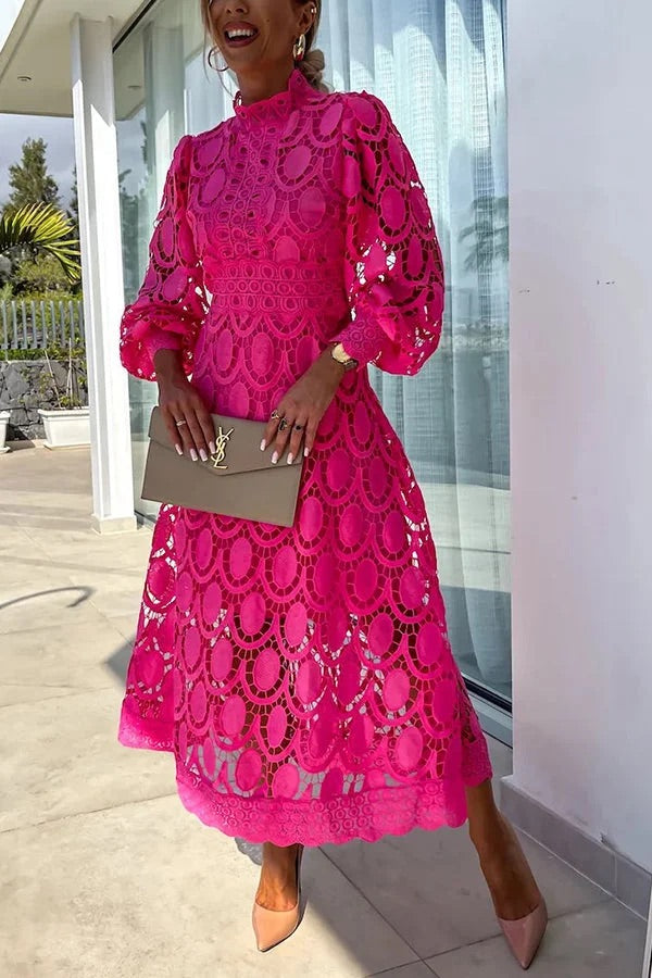 Jalvique | Midi-Feierkleid mit Spitzenärmeln