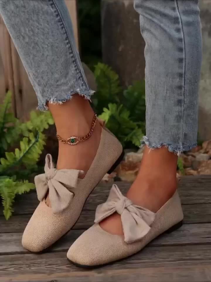 Neria | Atmungsaktive Flache Schuhe für Damen mit Dekorativem Schleifen