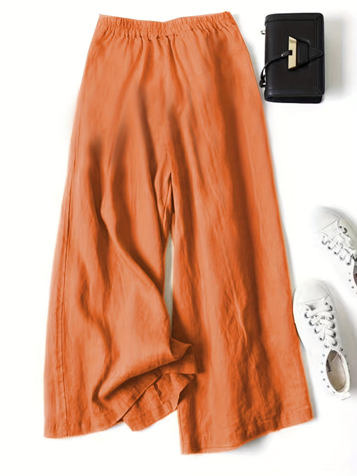 Brisae | Vintage-Style Leinen-Weitbein-Hosen