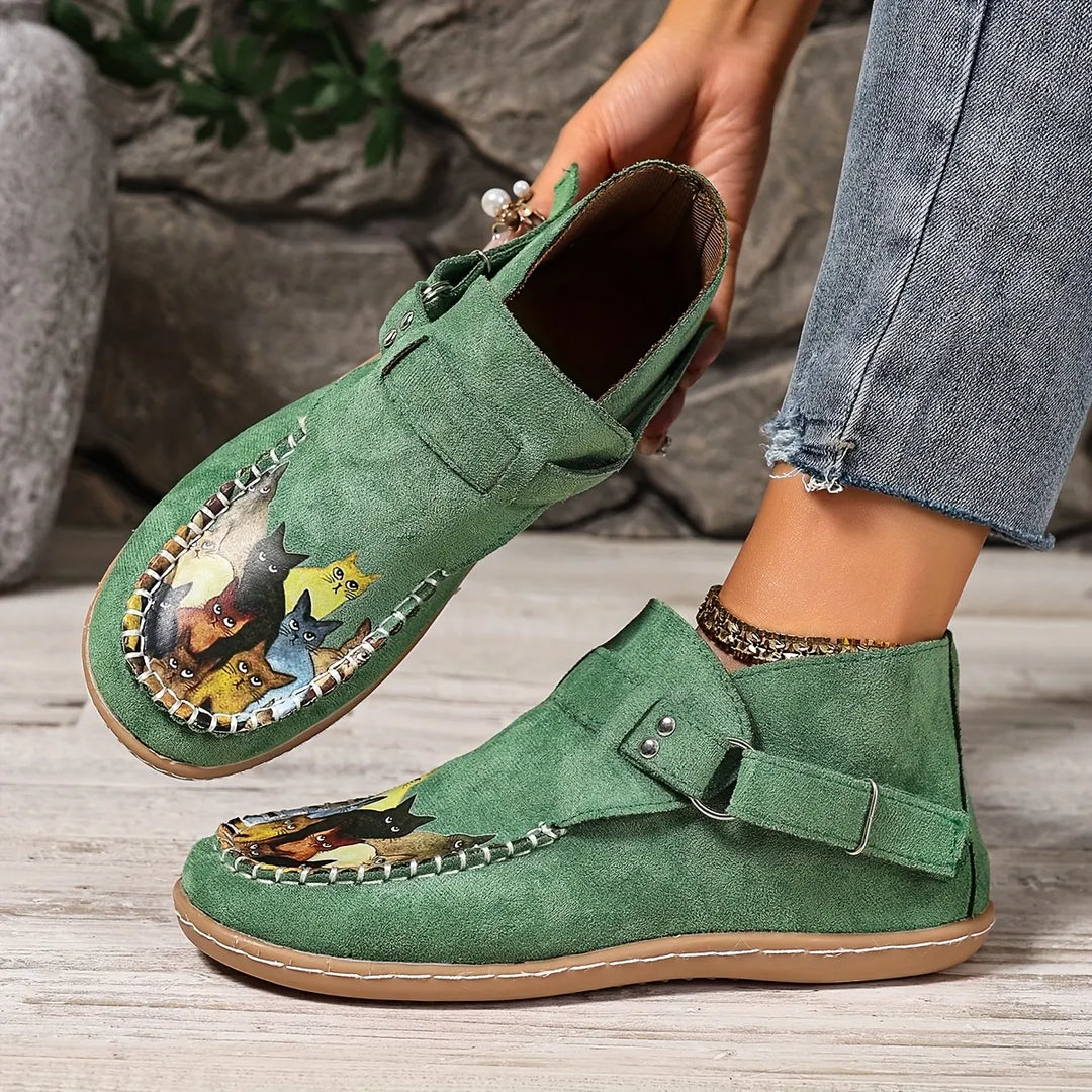 Stephanie | Slip-On-Schuhe mit Katzenmuster
