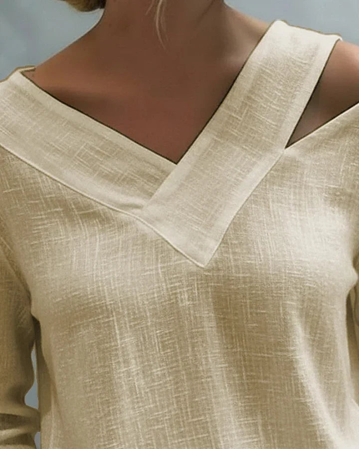 Avelina | Bluse mit schulterfreien Ärmeln und V-Ausschnitt
