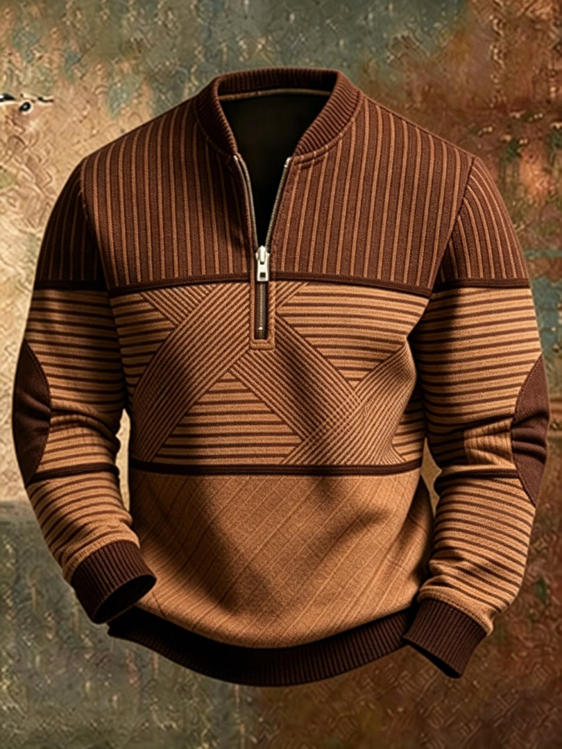 Belmont | Pullover mit halbem Reißverschluss und geometrischem Muster