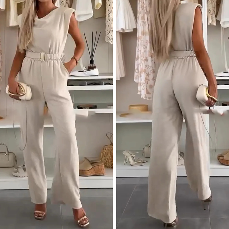 Kaia | Ärmelloses Jumpsuit mit Drapée-Ausschnitt und Taschen