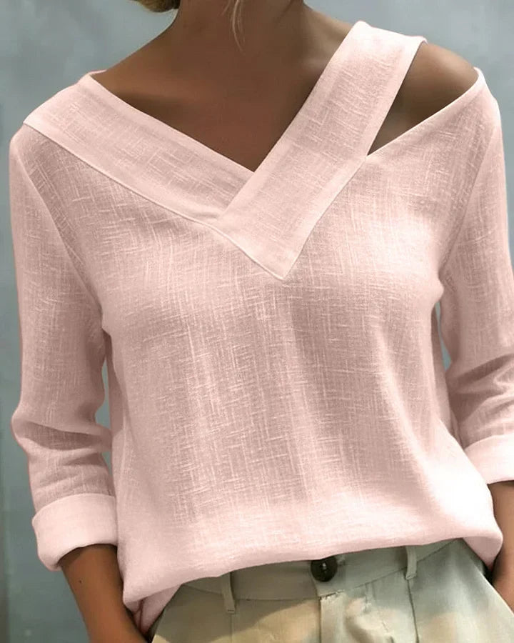 Avelina | Bluse mit schulterfreien Ärmeln und V-Ausschnitt