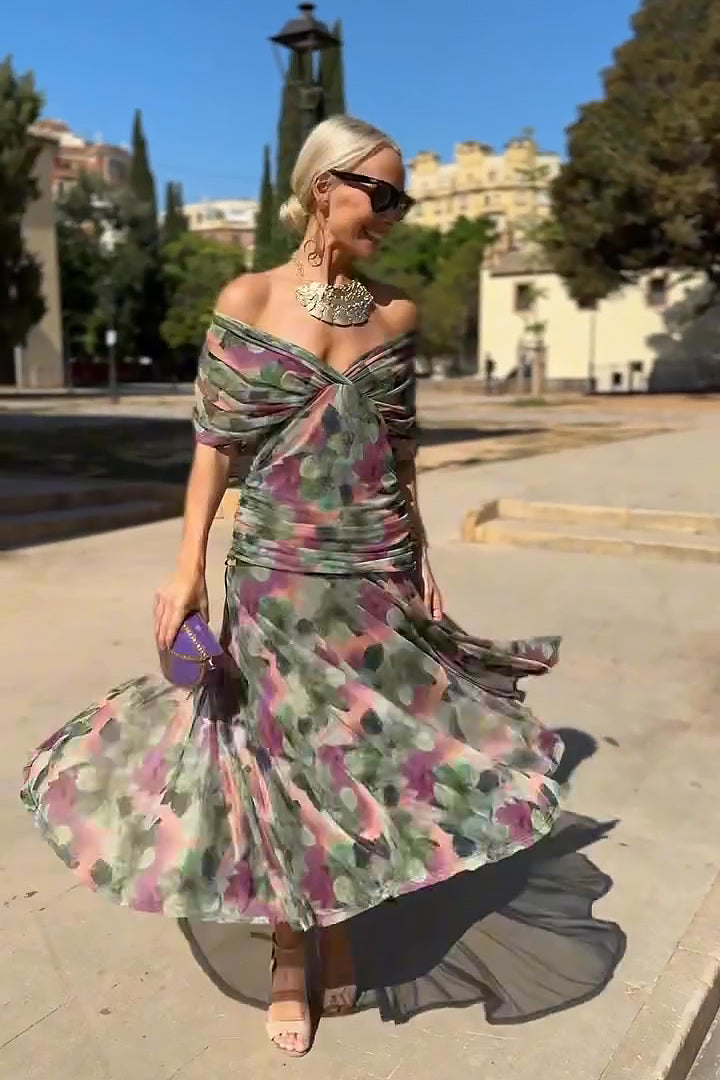 Novarente | Raffiniertes V-Ausschnitt Fließendes Maxi-Abendkleid