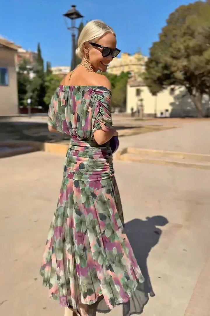 Novarente | Raffiniertes V-Ausschnitt Fließendes Maxi-Abendkleid
