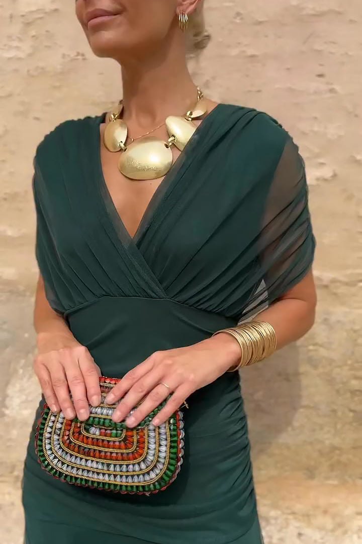 Novarente | Raffiniertes V-Ausschnitt Fließendes Maxi-Abendkleid