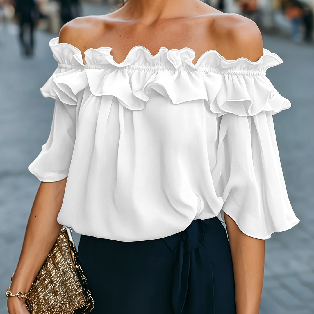 Bruvelle | Elegante Bluse mit schulterfreien Ärmeln und kurzen Ärmeln