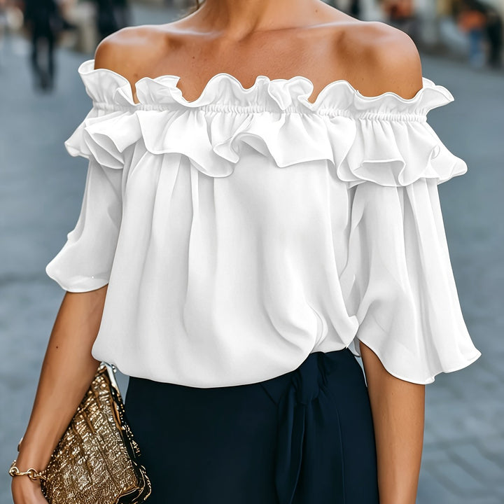 Bruvelle | Elegante Bluse mit schulterfreien Ärmeln und kurzen Ärmeln