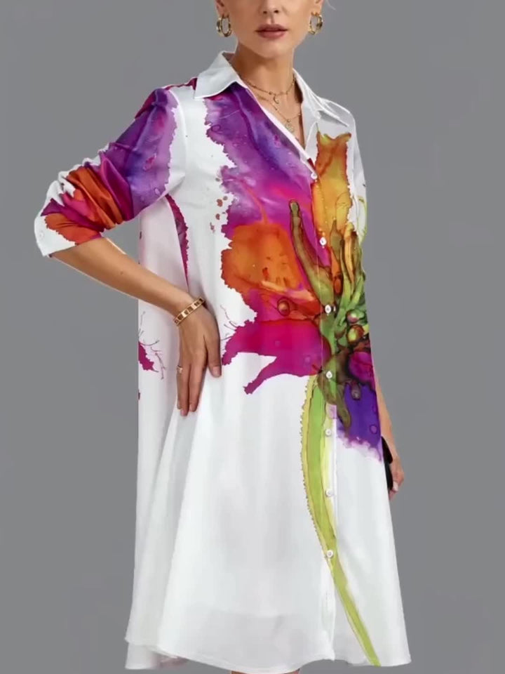 Emily | Elegantes Kurzarm Kleid mit modischem Druck