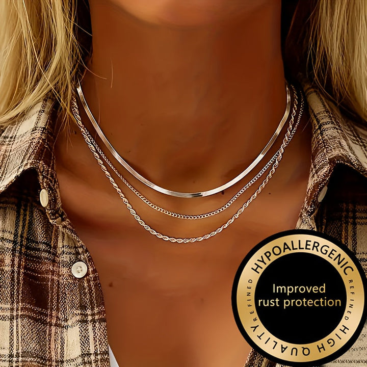 Winsley | Eleganter Dreilagiger Kragen mit Goldfinish
