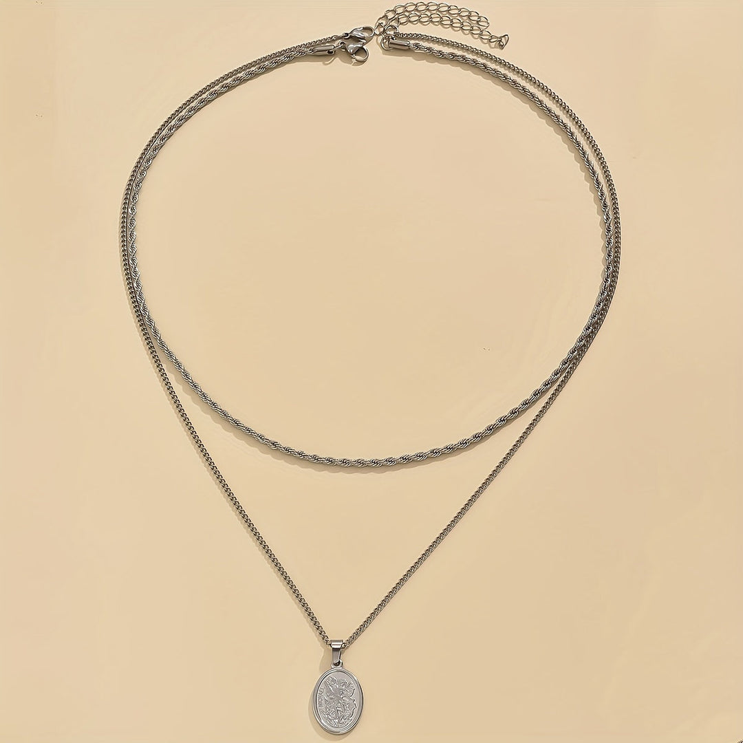 Seraphine | Men's Oval Twist Chain Stainless Steel Necklace, Casual Daily Fashion Accessory