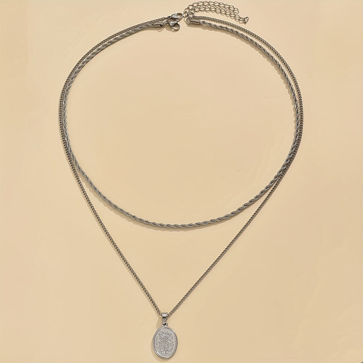 Seraphine | Men's Oval Twist Chain Stainless Steel Necklace, Casual Daily Fashion Accessory
