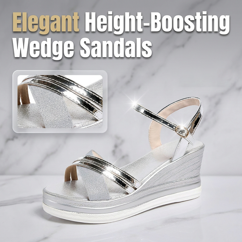 Nina Wedge-Sandalen mit Glanz und verstellbarem Riemen