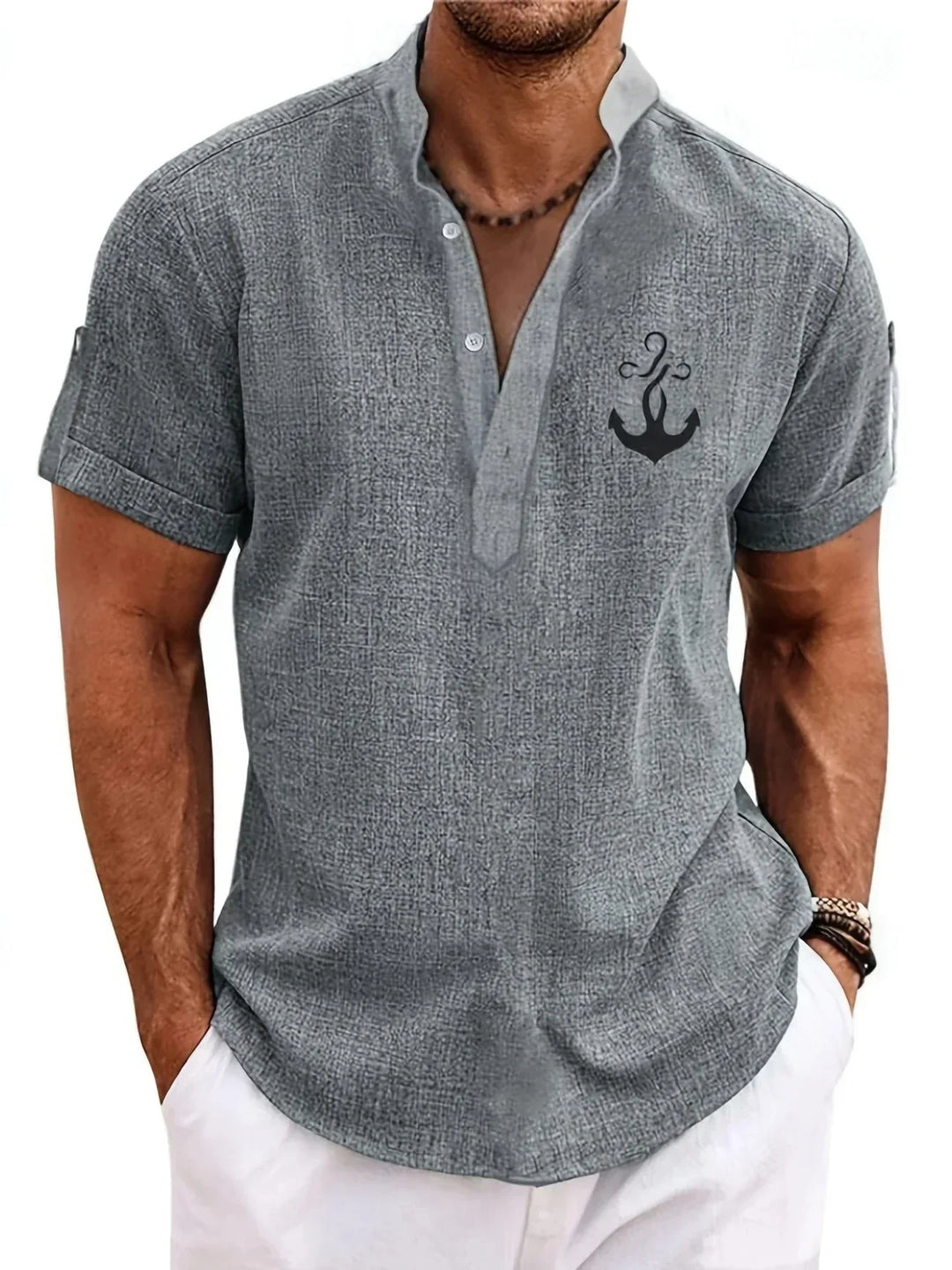 Hayes | Elegante Kurzarmbluse mit Stehkragen